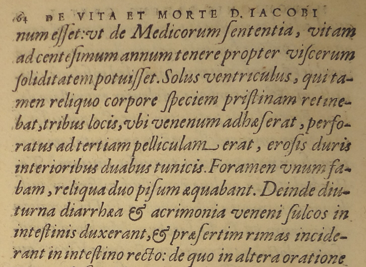 Auszug aus dem 1591 gedruckten Sektionsprotokoll des J. Pistorius