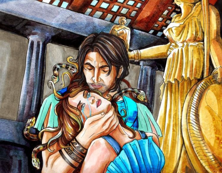 hanc pelagi rector templo vitiasse Minervae dicitur 